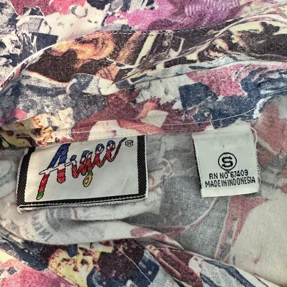 Hawaiian Las Vegas Playing Cards Novelty Button Down Shirt Womens Small Vintage - Picture 9 of 10